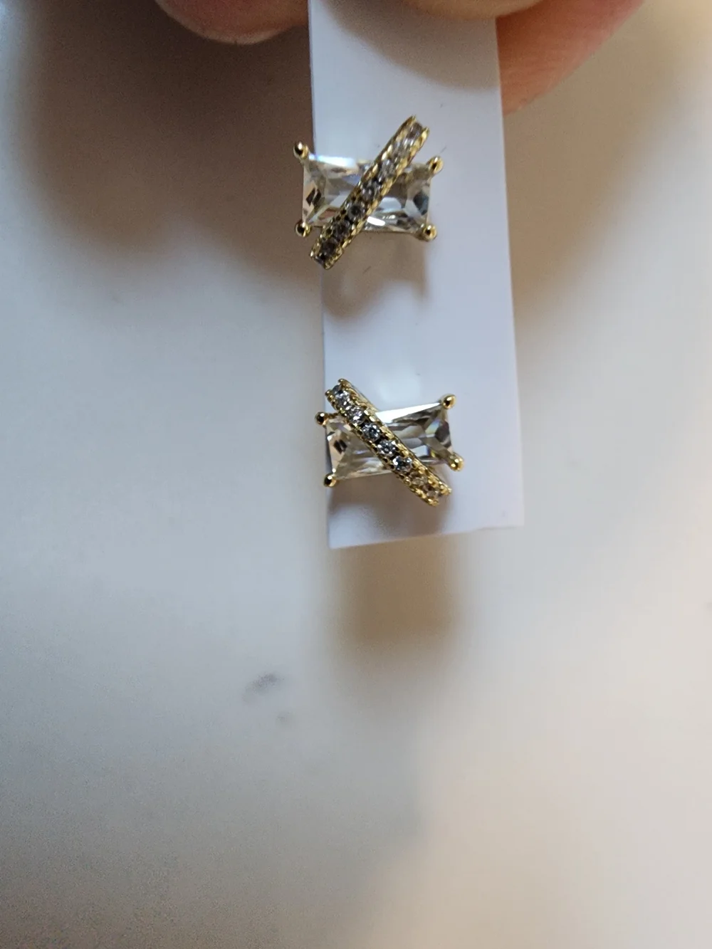 Gold-Tone Clear Crystal X Stud Earrings